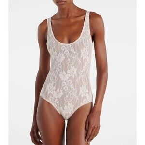 Zimmermann Beige Lace Floral Bodysuit Sz 1 AU 4 US Sheer Designer Evening Top